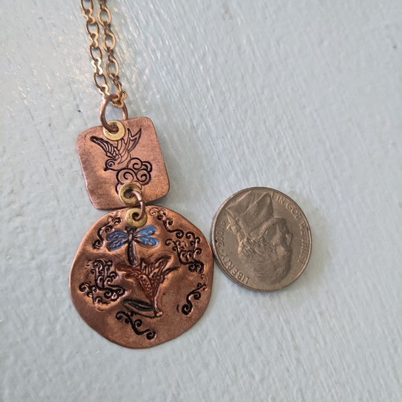 SOLD ETSY- Lilly Garden Copper Artisan Pendant - Picture 5 of 5